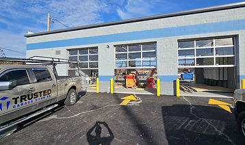 Six commercial full view garage doors installed Oak Park Illinois